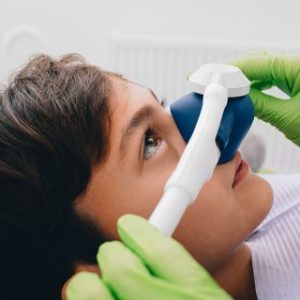 Child at the dentist for inhalation sedation